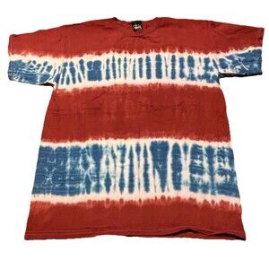 Stussy Mens Red Short Sleeve Tie Dye T-shirt Size Medium
